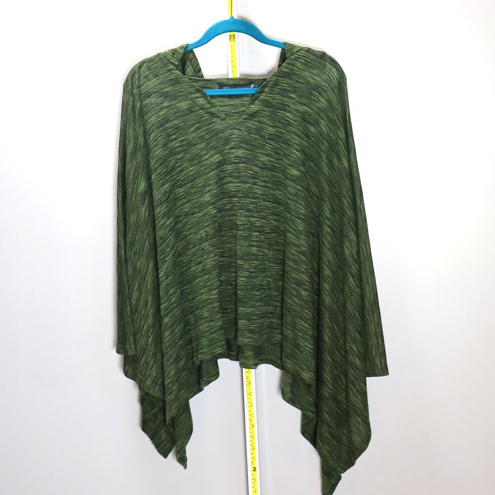 John Eshaya Green Knit Poncho Top Draped Asymmetrical One‎ Size